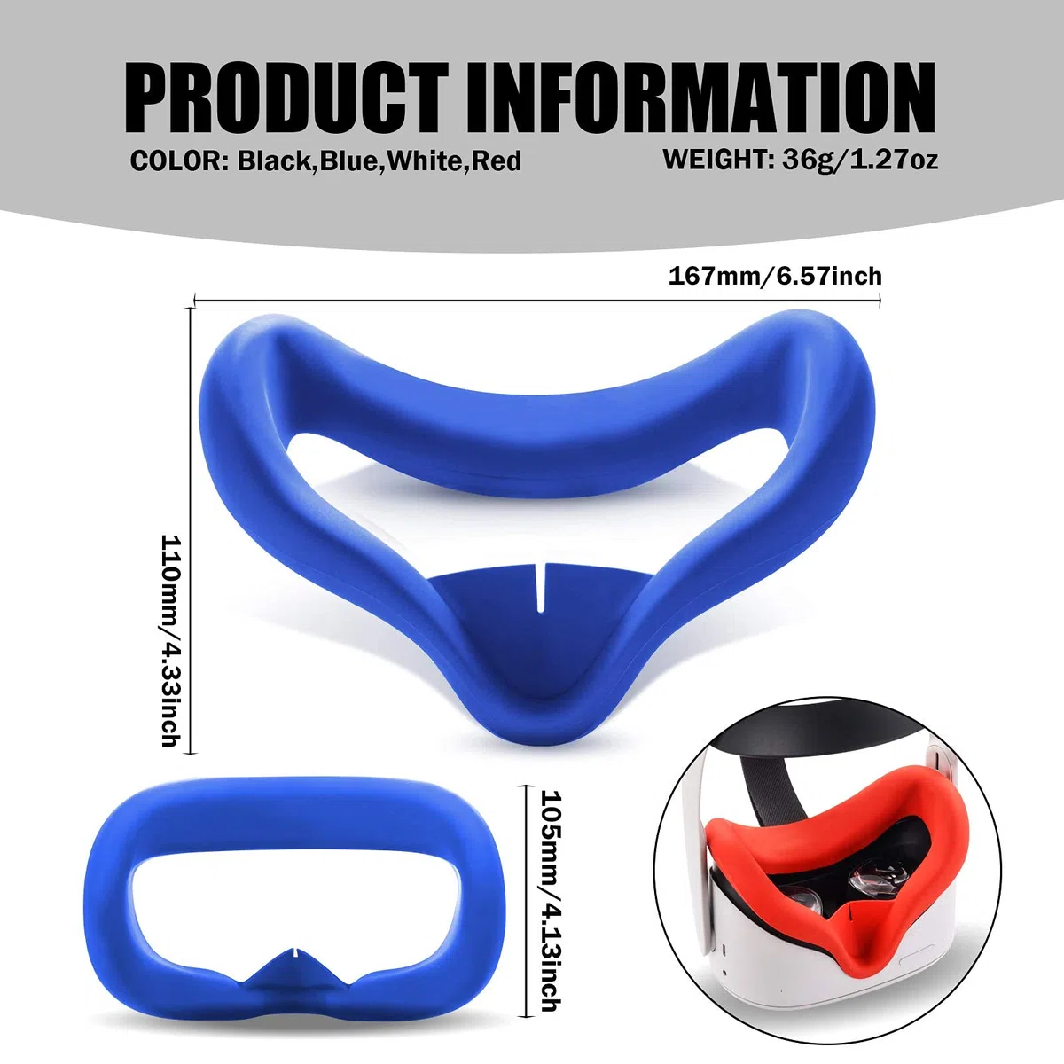 Compatibile con gli accessori Oculus Quest 2, copertura del viso in silicone VR, copertura di Shell VR, compatibile con Quest 2 Touch Controller Grip, copertura protettiva dell'obiettivo, copertura