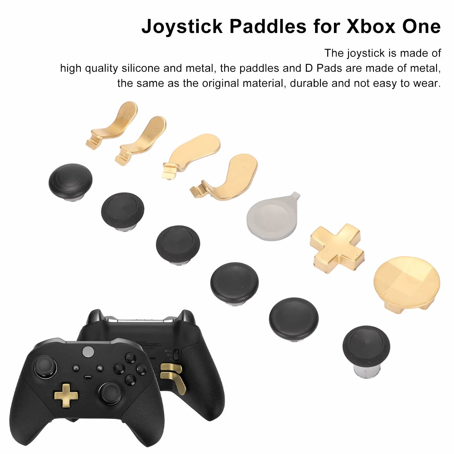 Levette in Metallo 13 in 1 per Xbox One Elite Series 2, Parti per Controller di Gioco Rimovibili e Durevoli Flessibili, 6 Cover per Joystick, 4 Paddle, 2 Pad a D Dorati