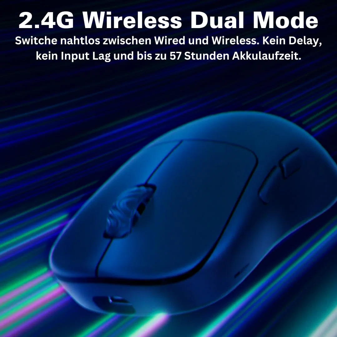 Nyfter - Mouse da gioco Premium ELT Ergolight 4K senza fili 52g Superlight Pixart PAW 3995 fino a 26000 DPI per un gameplay ultra rapido (bianco)
