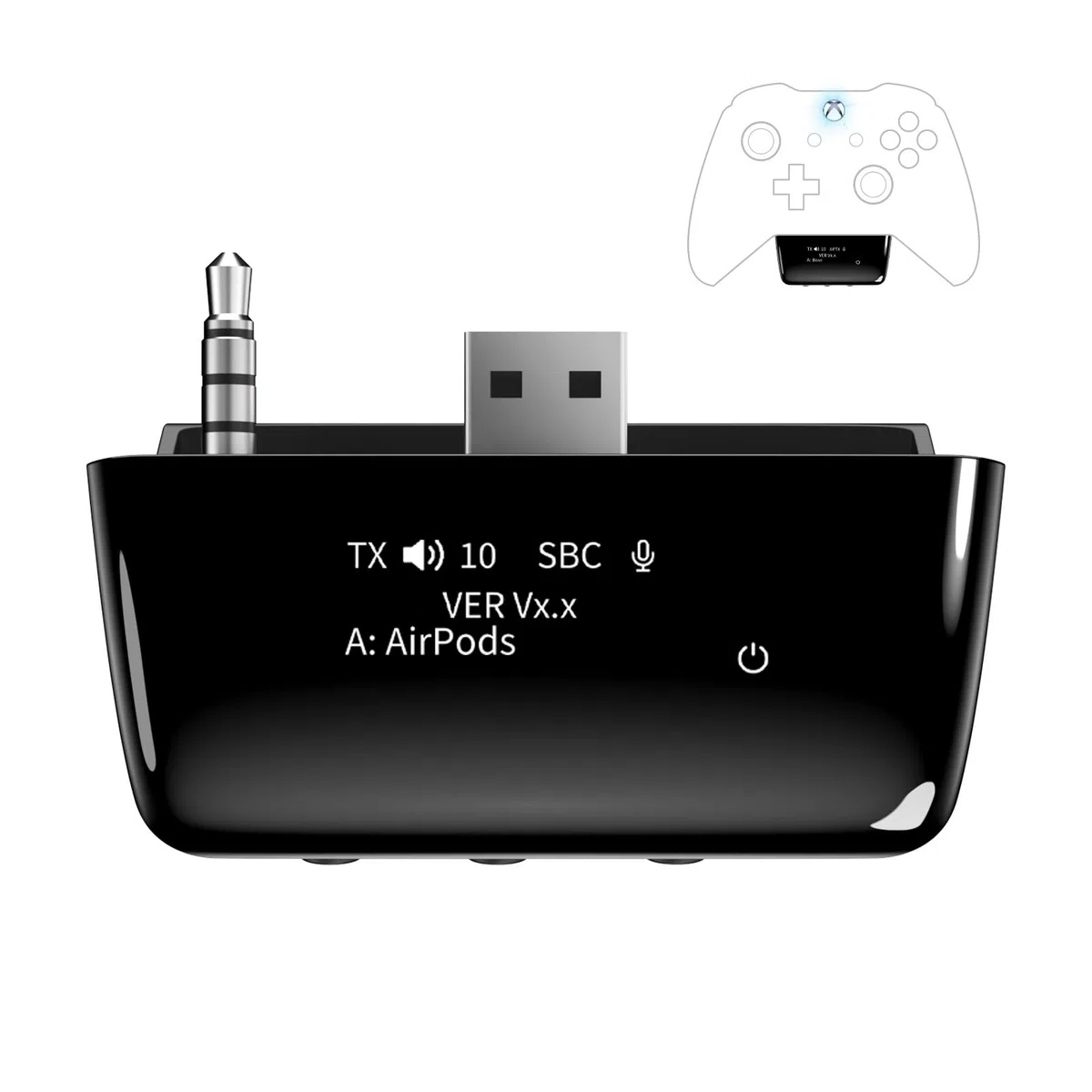 Adattatore Audio Wireless Bluetooth 5.2 per Controller Xbox One, Series X|S e Elite 2, Adattatore Xbox Mic con Schermo Supporta Bassa Latenza