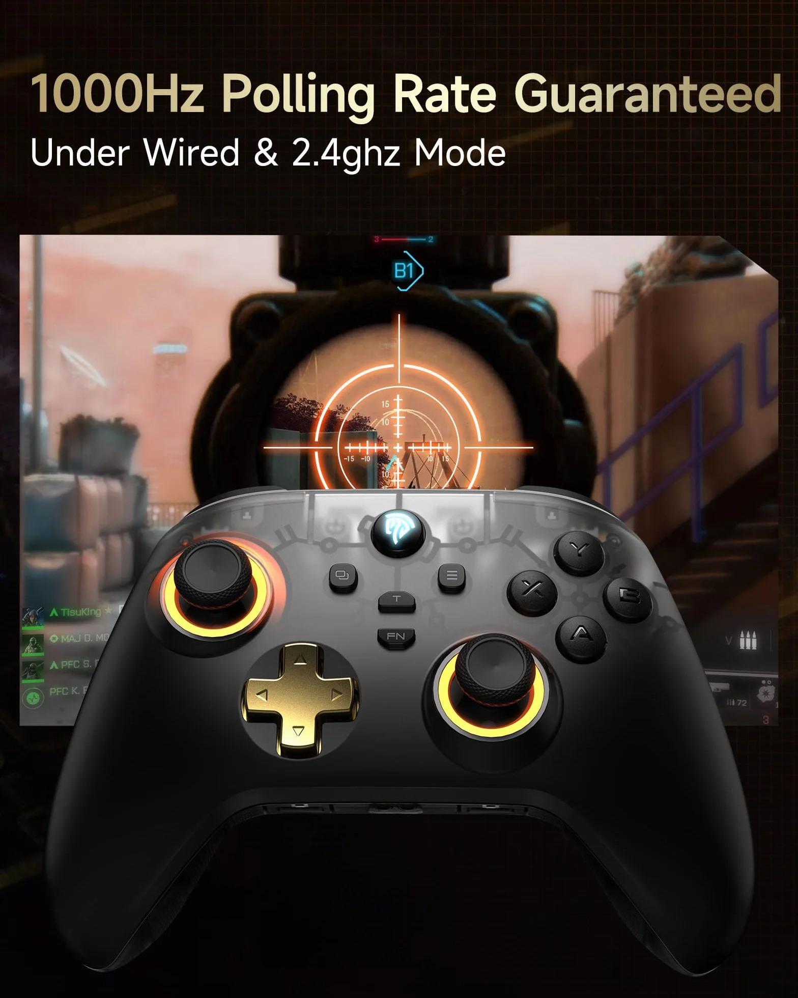 EasySMX D05 Wireless Controller PC con Base di Ricarica - RGB luce - Joystick Hall - Trigger Hall - Batteria ricaricabile da 1000 mAh - Vibrazione - Turbo - per PC/Switch/Mobile - Nero