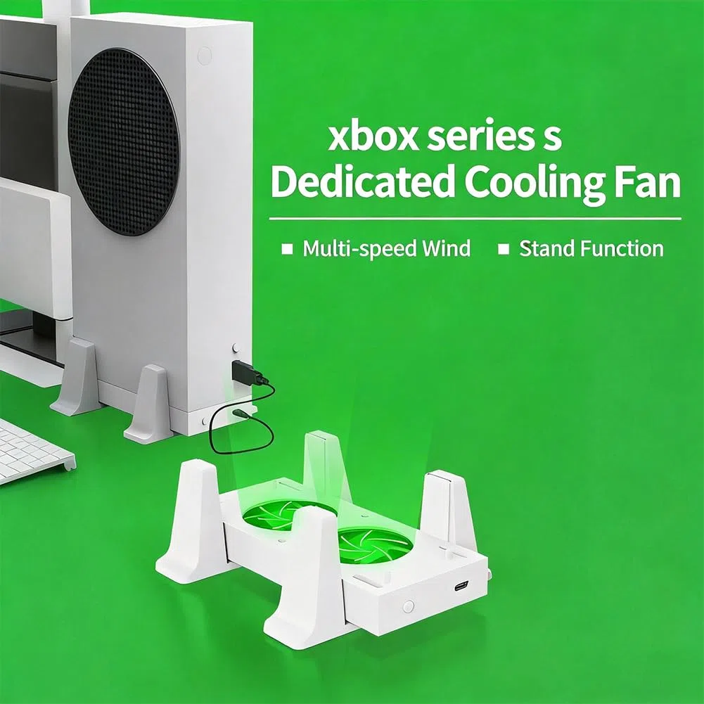 Supporto verticale con ventola di raffreddamento e porte USB, sistema di raffreddamento rimovibile per console serie S, design salvaspazio per prestazioni di gioco migliorate
