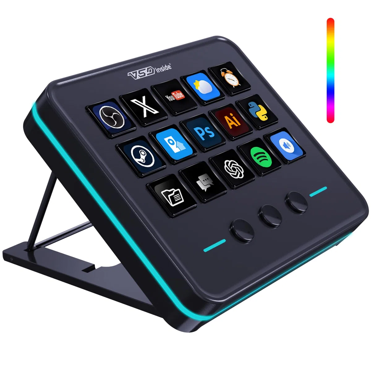Tastiera macro, controller di flusso con 18 tasti programmabili, pad AI visivo personalizzabile, scheda audio USB per OBS, YouTube, scrivania ufficio, laptop, PC, Mac