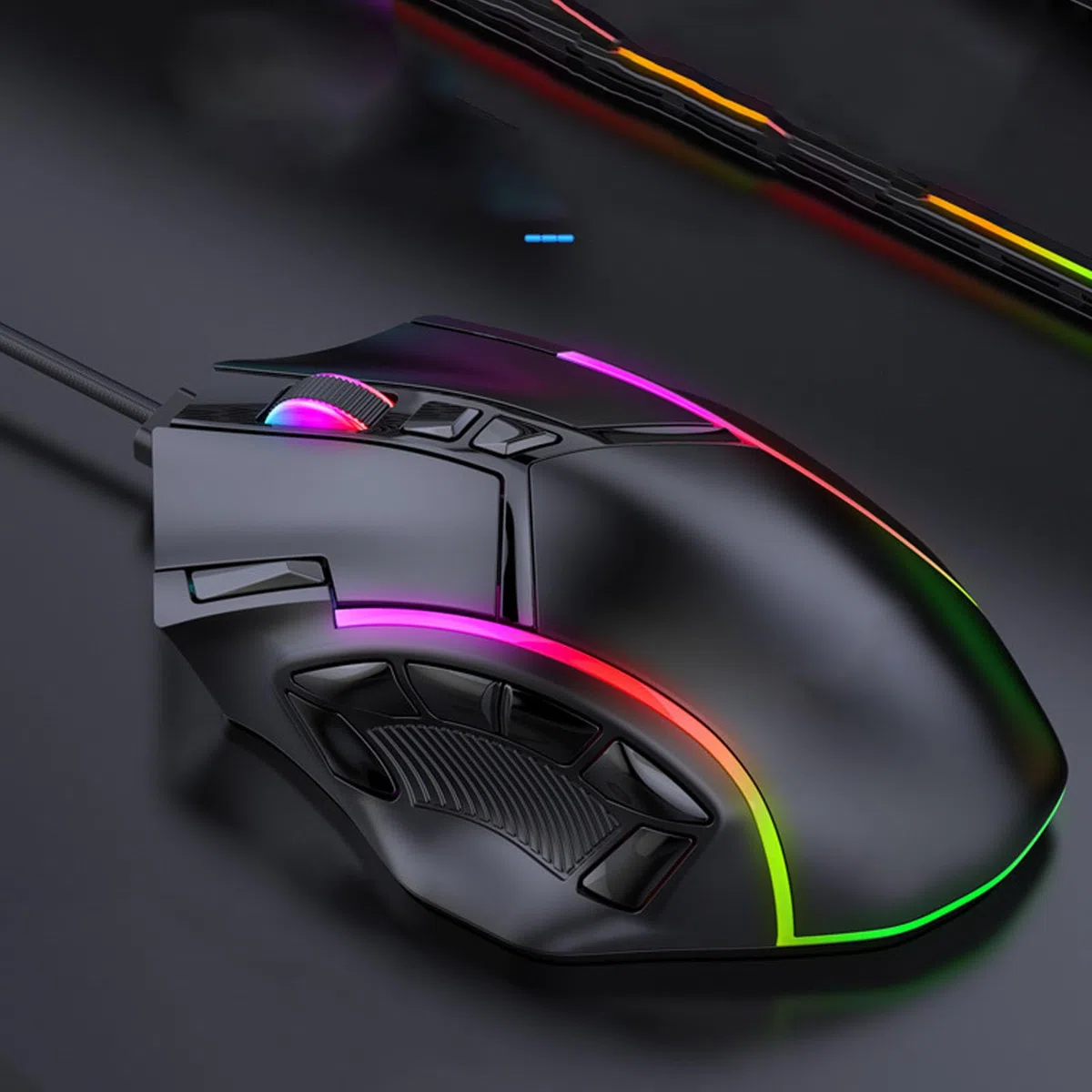 Eujgoov Mouse Gaming RGB Cablato con 12 Tasti Macro 12800 DPI, Materiale ABS - Accessori per Computer