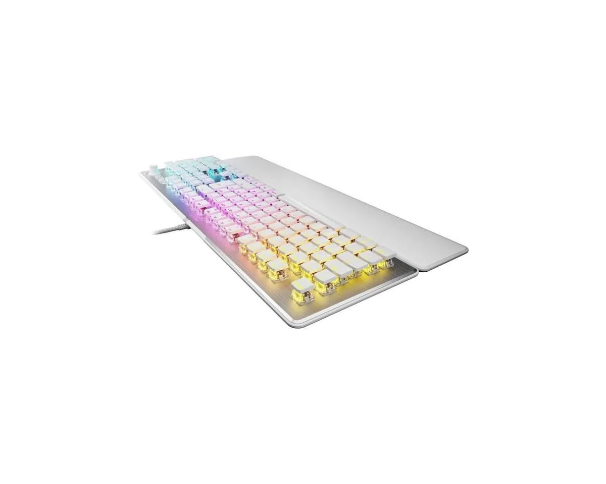 ROCCAT Vulcan II Tastiera Meccanica da Gioco per Pc, Tasti Retroilluminati RGB Personalizzabili, Poggiapolsi Rimovibile, Titano II Linear Switches, Bianco