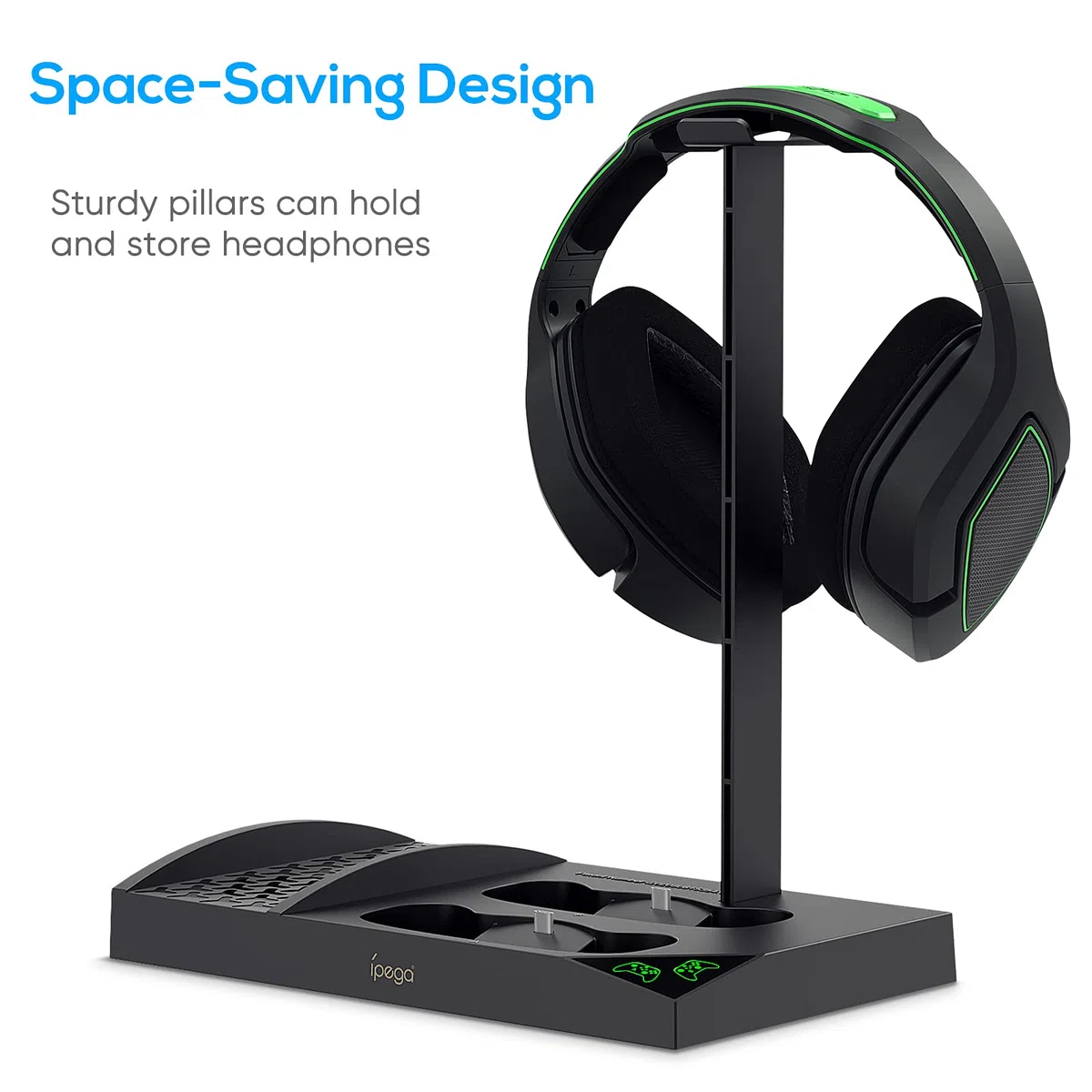 Supporto di raffreddamento compatibile con console Xbox Series S con stazione di ricarica per controller, doppia ventola di raffreddamento potente e dock di ricarica con 2 batterie ricaricabili da