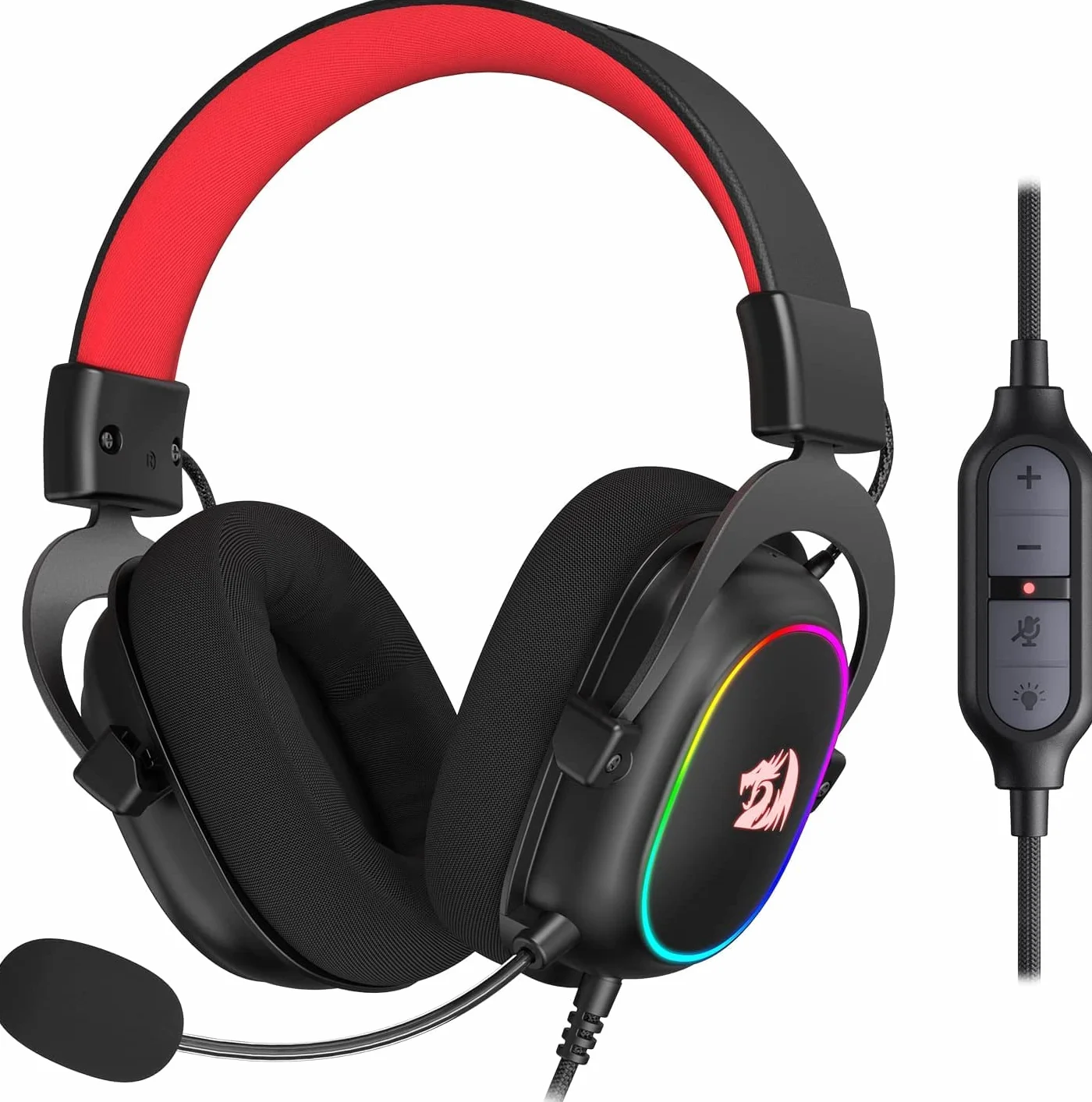 Redragon H510 Zeus Cuffie Gioco Cablato 7.1 53mm Driver RGB | cuffie gioco cablate 7.1 surround cuscinetti memory foam driver 53mm microfono staccabile multipiattaforma RGB