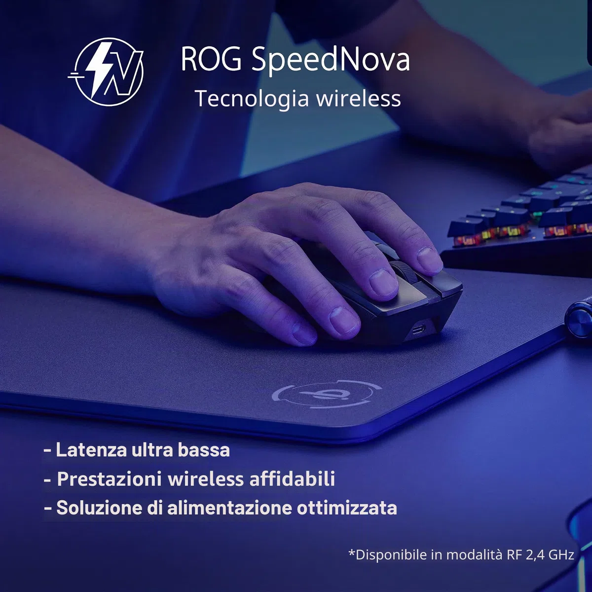 ASUS ROG Gladius III Mouse da gioco wireless AimPoint, connettività (2,4 GHz RF, Bluetooth, cablato), sensore 36000 DPI, 6 pulsanti programmabili, ROG SpeedNova, interruttori sostituibili, cavo