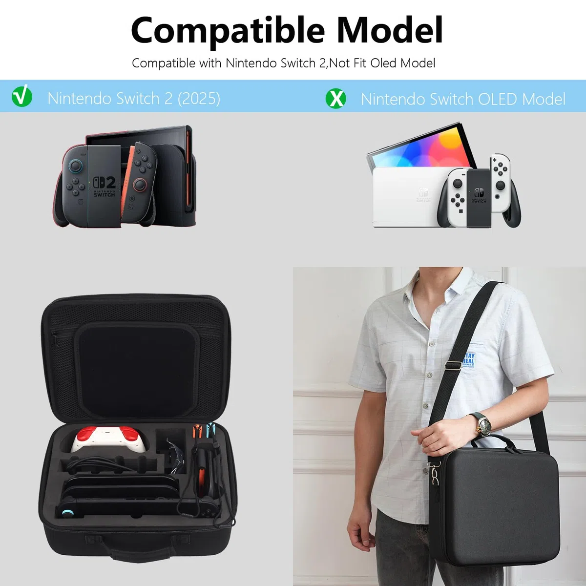 Flyekist Custodia rigida portatile per Nintendo Switch 2 (2025), custodia protettiva da viaggio deluxe per accessori controller console Switch 2