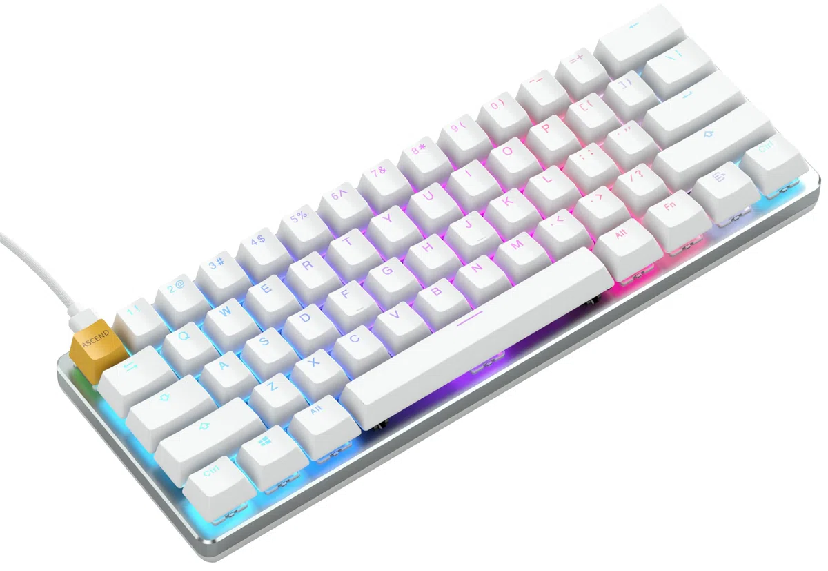 GLORIOUS Gaming GMMK Compact (60%) - Tastiera da gaming meccanica, Gateron Brown Switches (tattili), tasti a doppia iniezione, RGB, personalizzabile, tastiera 60% - Layout QWERTY americano - Bianco