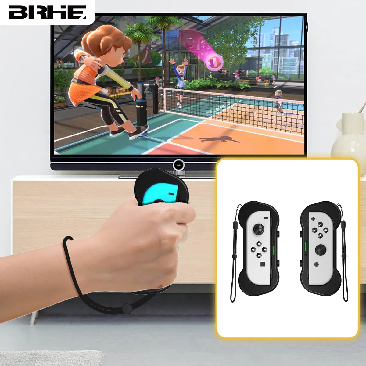 BRHE Nintendo Switch - Accessori sportivi 12 in 1 per giochi sportivi Nintendo Switch, kit di accessori per la famiglia per giochi sportivi Switch/OLED con cinturino da gamba, mazze da golf, racchette
