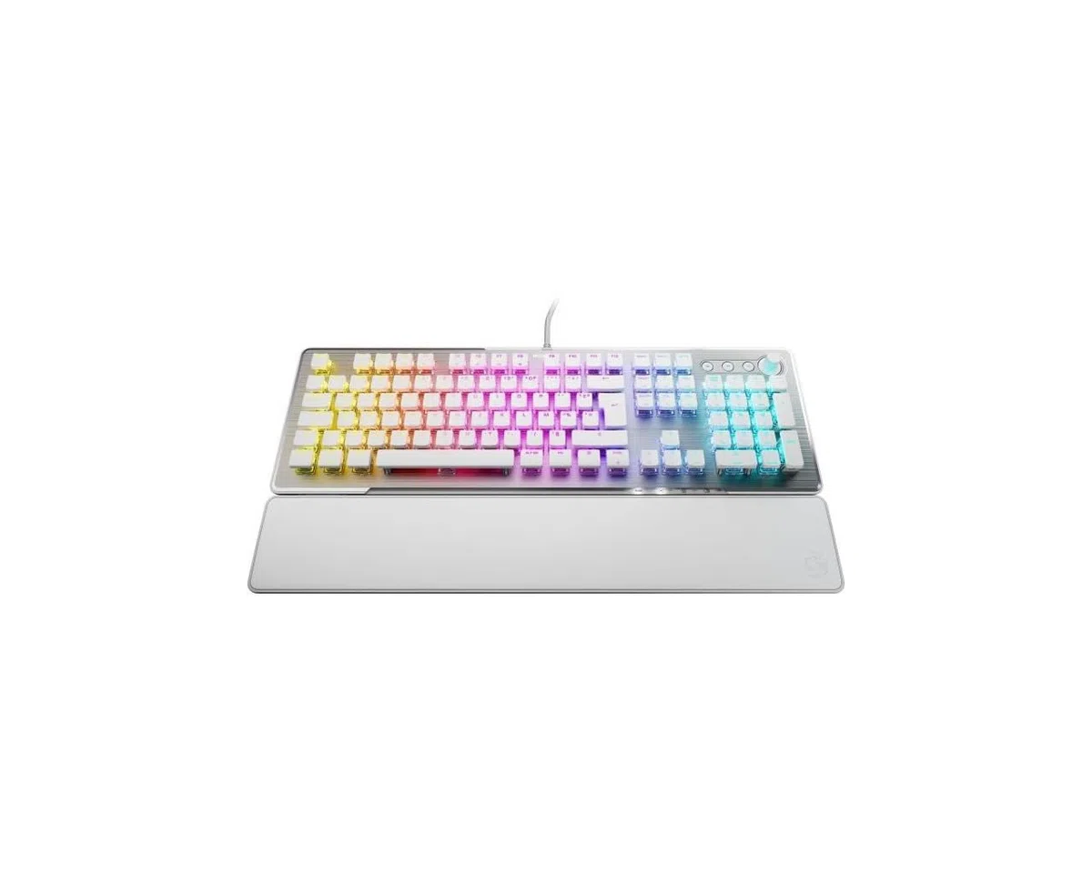 ROCCAT Vulcan II Tastiera Meccanica da Gioco per Pc, Tasti Retroilluminati RGB Personalizzabili, Poggiapolsi Rimovibile, Titano II Linear Switches, Bianco
