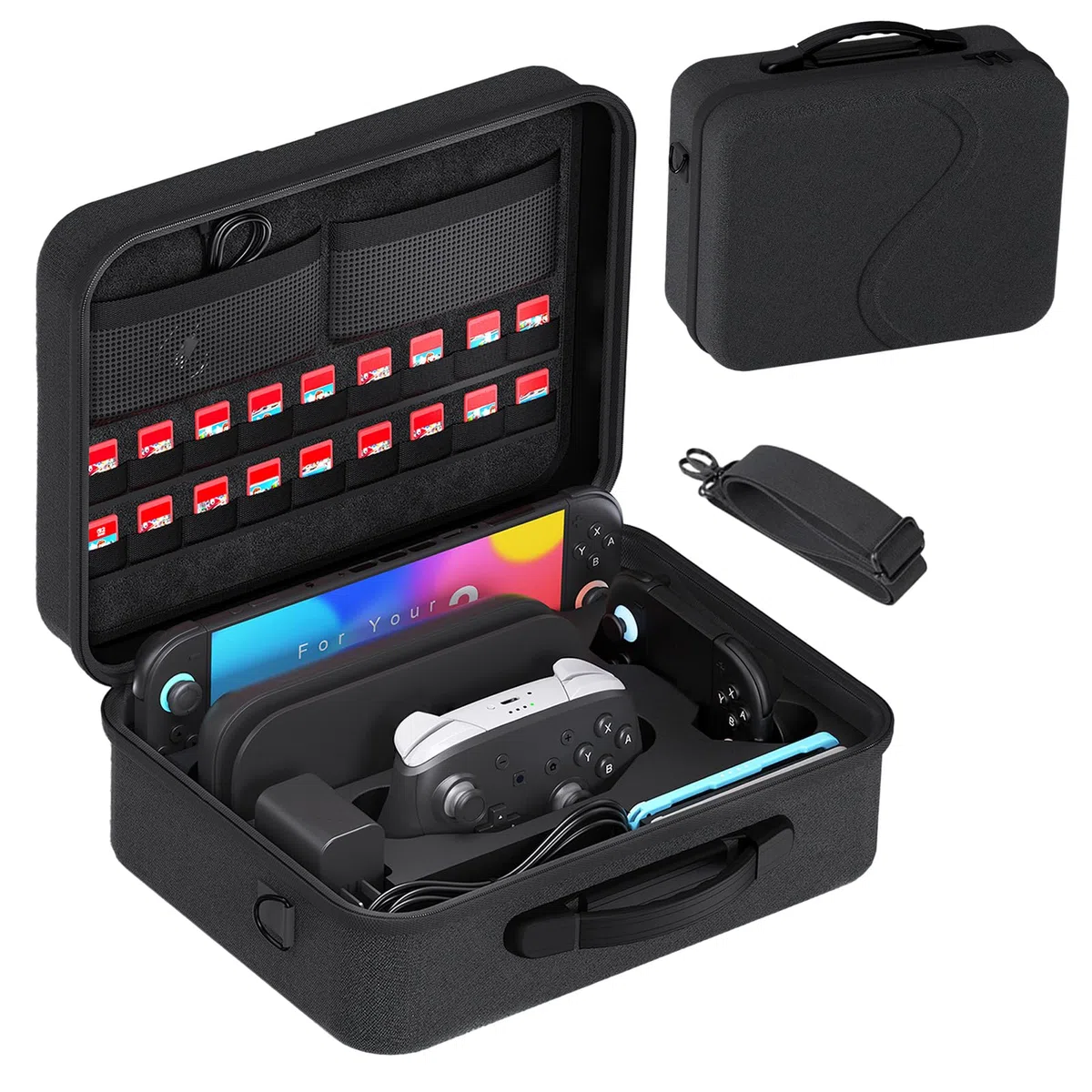 Gaekol Switch 2 Custodia per Nintendo Switch 2 (2025), custodia rigida portatile con protezione completa, custodia da viaggio con 18 slot per schede di gioco, borsa da trasporto impermeabile per