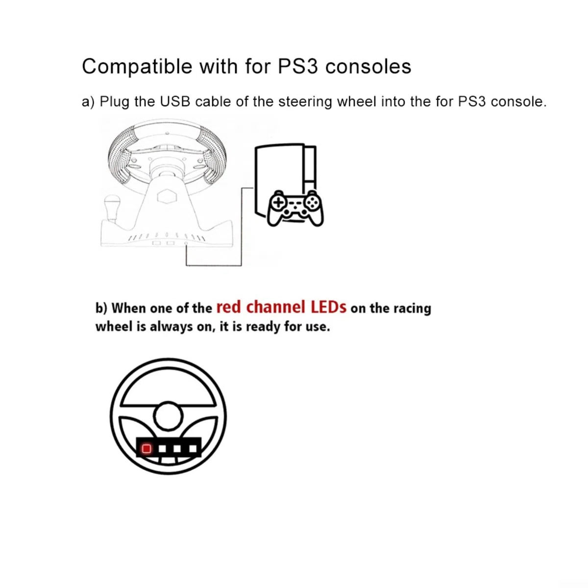 Volante e pedali da gioco USB, per Switch, per Xbox One/360, per PS4, per PS3 e PC, controller ergonomico in ABS per giochi di corse sim (3 in 1)