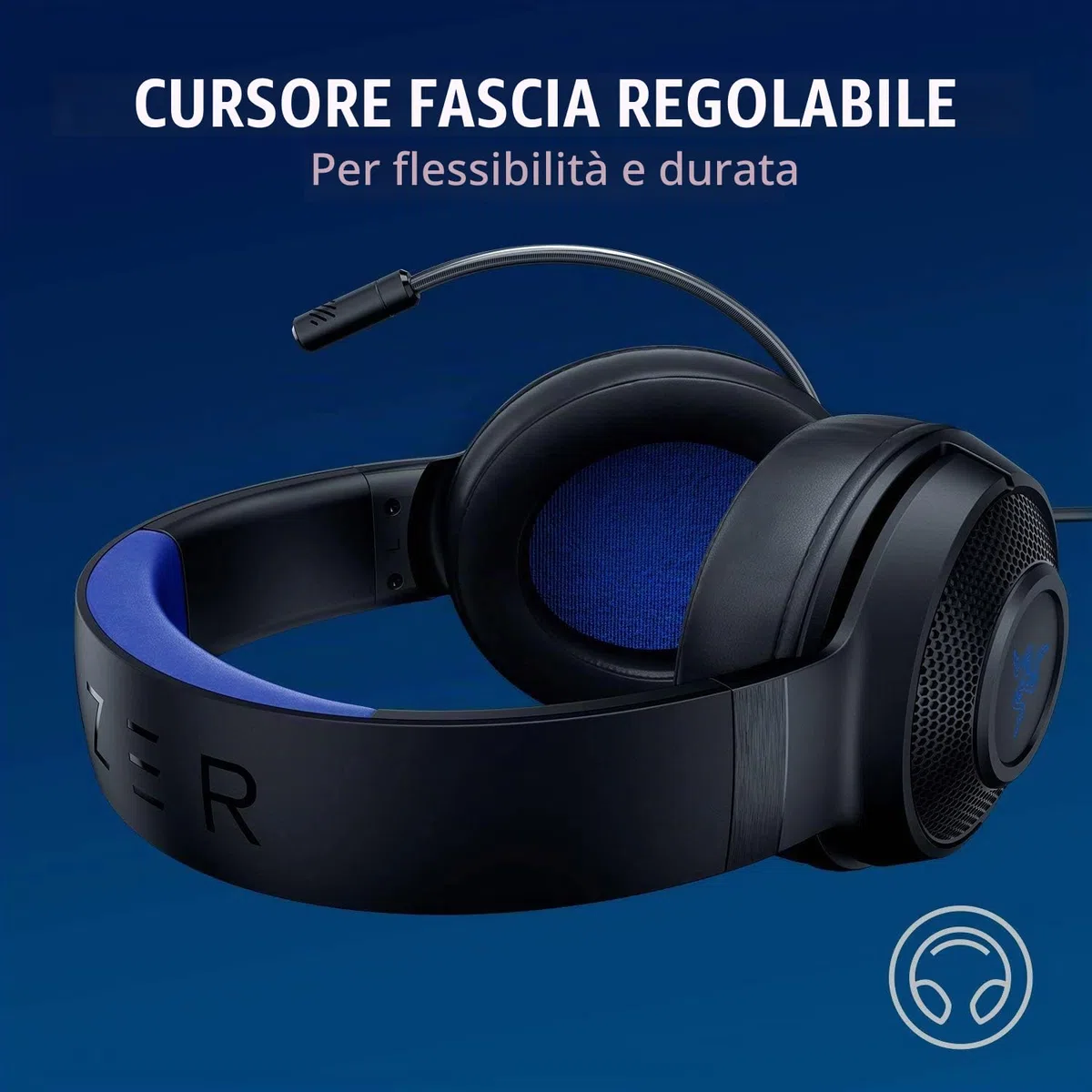 Razer Kraken X - Cuffie da gioco ultra leggere per console con audio surround 7.1, con telaio leggero, microfono cardioide pieghevole per PC, Xbox, PS4, Nintendo Switch, colore: blu/nero