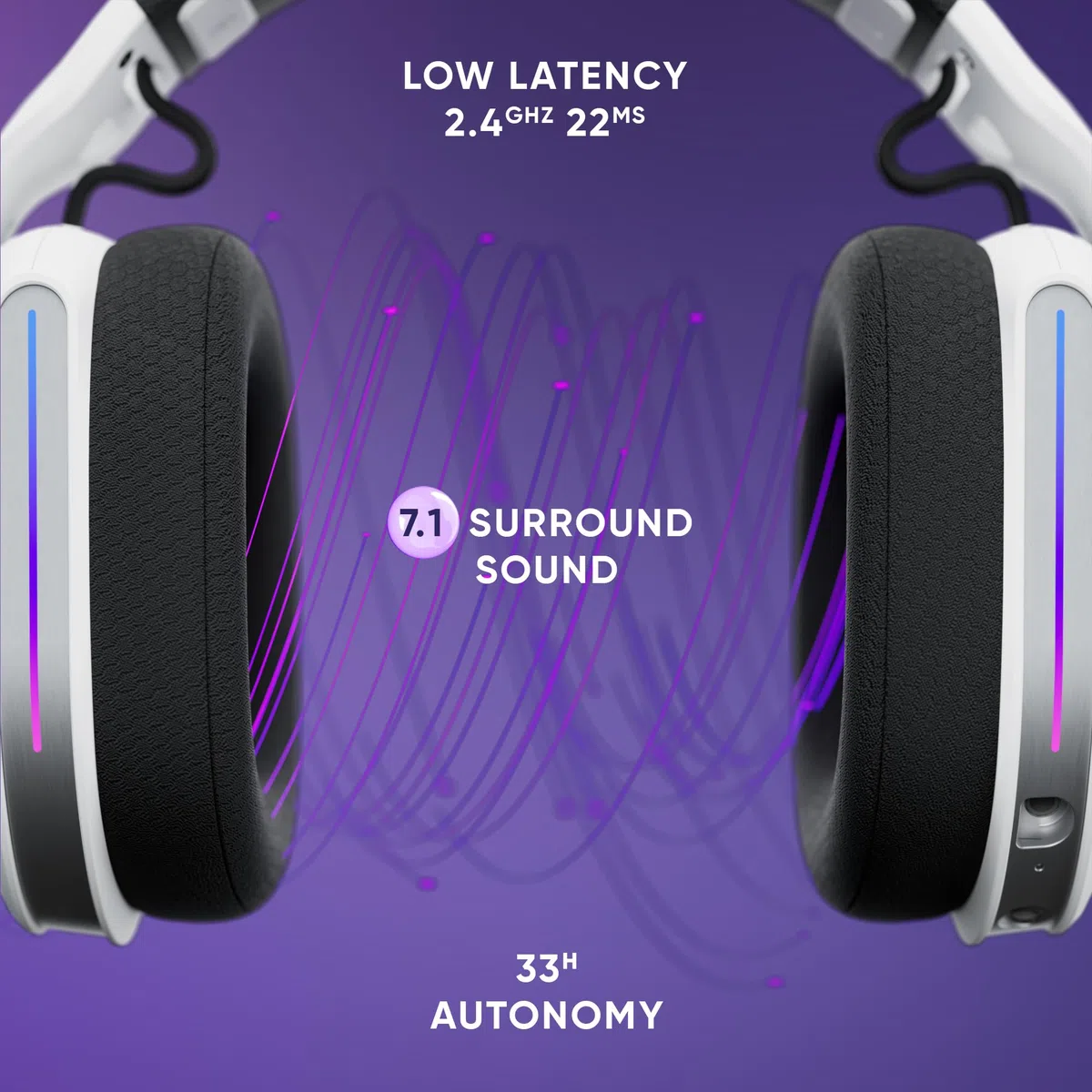 Casque gaming sans fil Oniverse Polaris Multiplateforme Blanc céleste