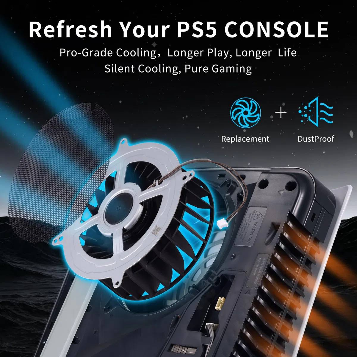 Ventola di raffreddamento interna di ricambio per PS5 CPU Cooler Fan PlayStation 5 Series, 23 lame 12V 2.15A Silence Fan, aggiornamento sostituzione polvere kit di pulizia (con strumento di apertura)