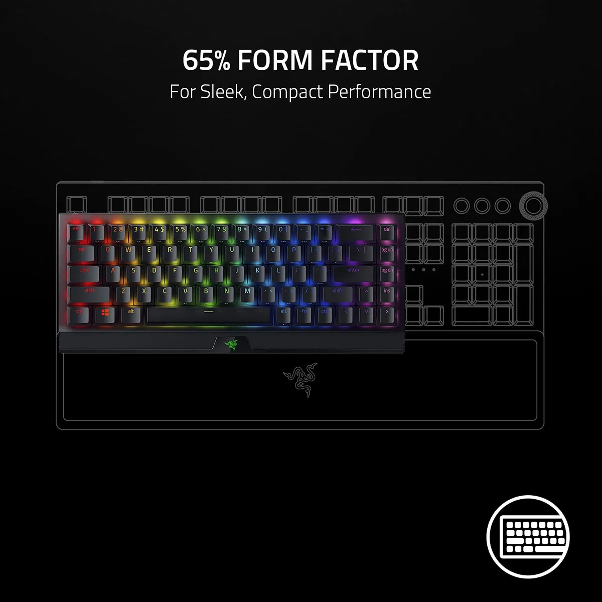 Razer BlackWidow V3 Mini HyperSpeed (interruttore giallo) - Tastiera da gioco compatta al 65% con interruttore meccanico (lineare e clic, illuminazione RGB Chroma) - Tastiera norvegese/svedese nera