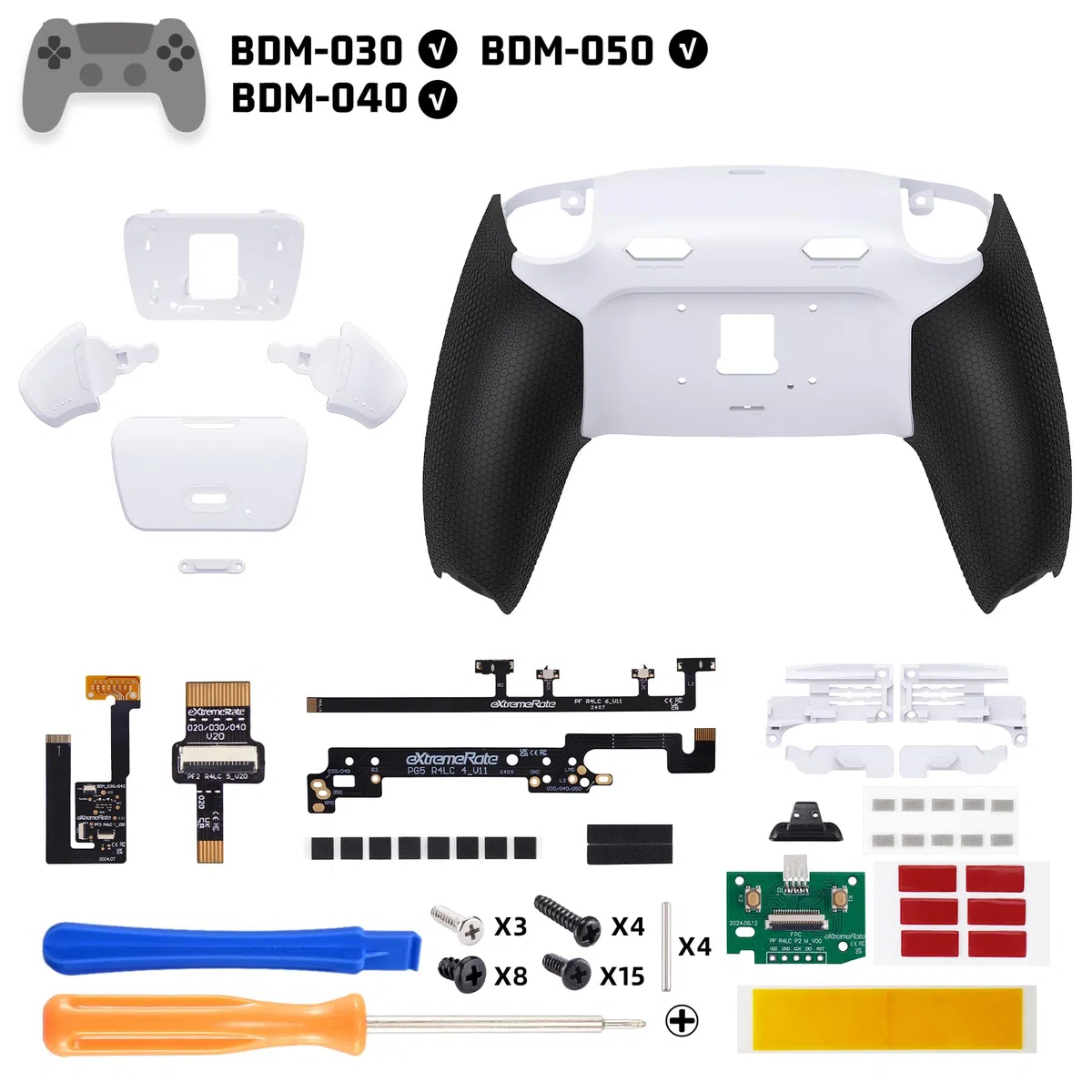 eXtremeRate RISE Plus MAX Tasti Aggiuntivi Clicky Trigger Stop per ps5 Controller BDM-030/040/050,Palette Posteriori Back Button Remap Kit per ps5 Joystick-Senza Controller-Bianco Nero