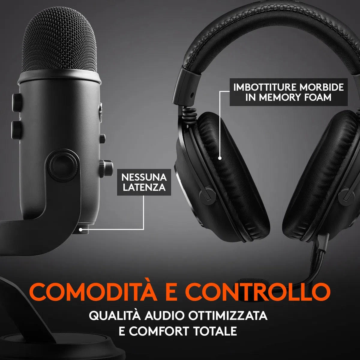 Logitech G PRO X Cuffia con Microfono per Gaming di Seconda Generazione, con Blue Voice + Blue Microphones Yeti, Microfono USB per Registrazione e Streaming su PC e Mac