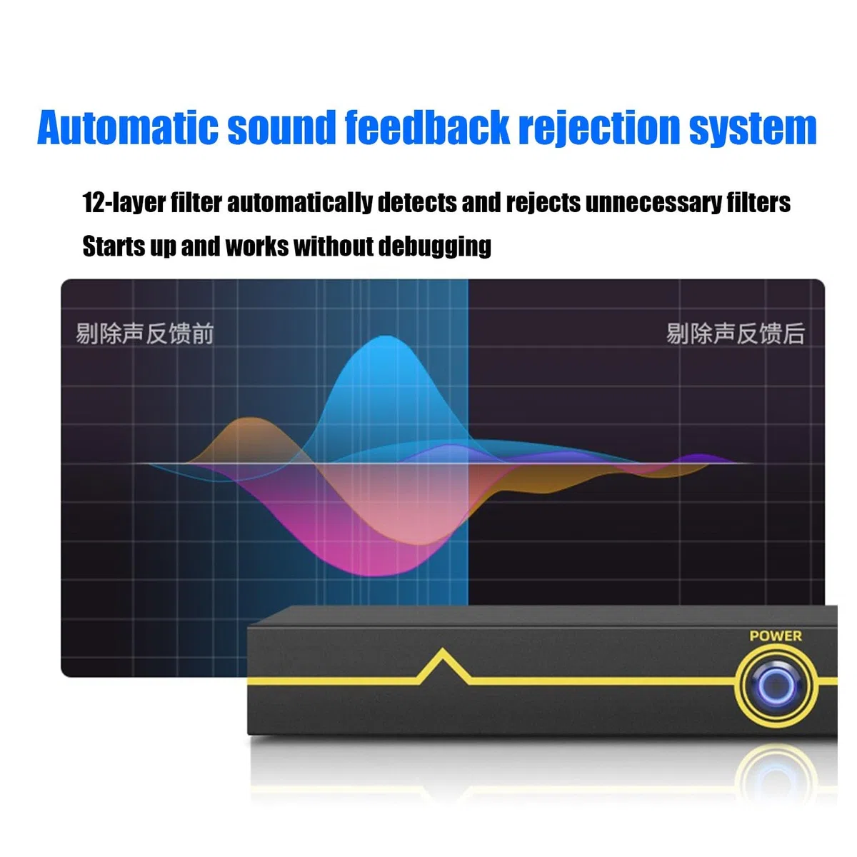 Processore audio, microfono anti-ululo, cambio feedback automatico, anti-ululo, per applicazioni di performance stage e KTV