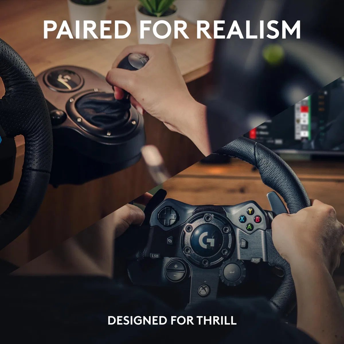 Logitech G923 Volante da Corsa e Pedali per Xbox One e PC, Presa Inglese - Nero & Driving Force Leva di Cambio, 6 Marce di Velocità con manopola ad H, Pomello del Cambio ‎in Vera Pelle, Nero