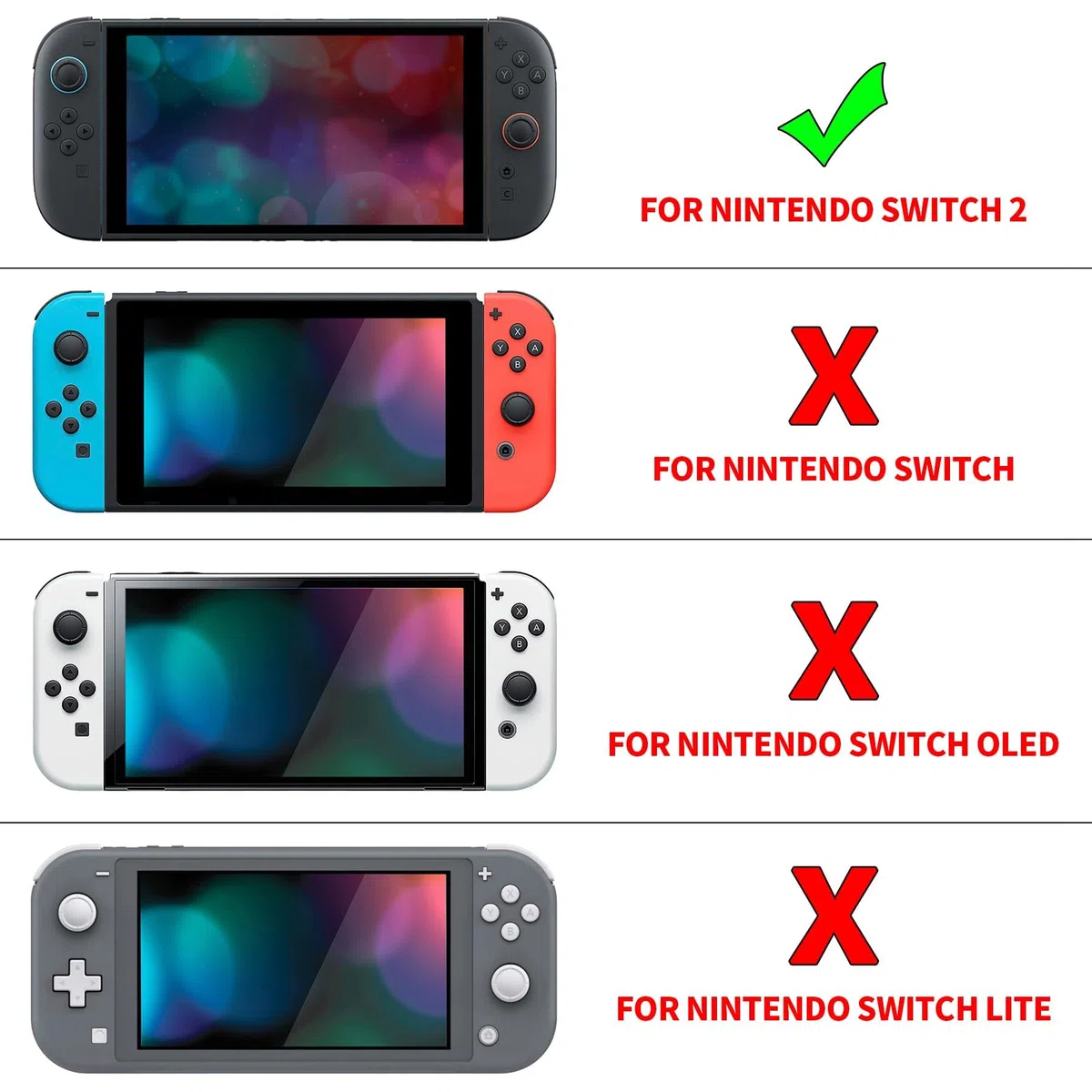 eXtremeRate Cover Tasti Kit + Levette Analogiche 3D Ricambio per Nintendo Switch 2 Controller - Transparente Nero