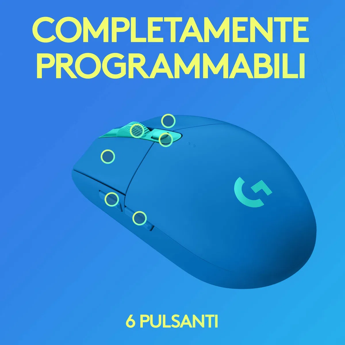 Logitech G305 LIGHTSPEED Mouse Gaming Wireless, Sensore 12K HERO, 12.000 DPI, Design Leggero, 6 Pulsanti Programmabili, Batteria 250 Ore, Memoria Integrata, PC/Laptop, Blu