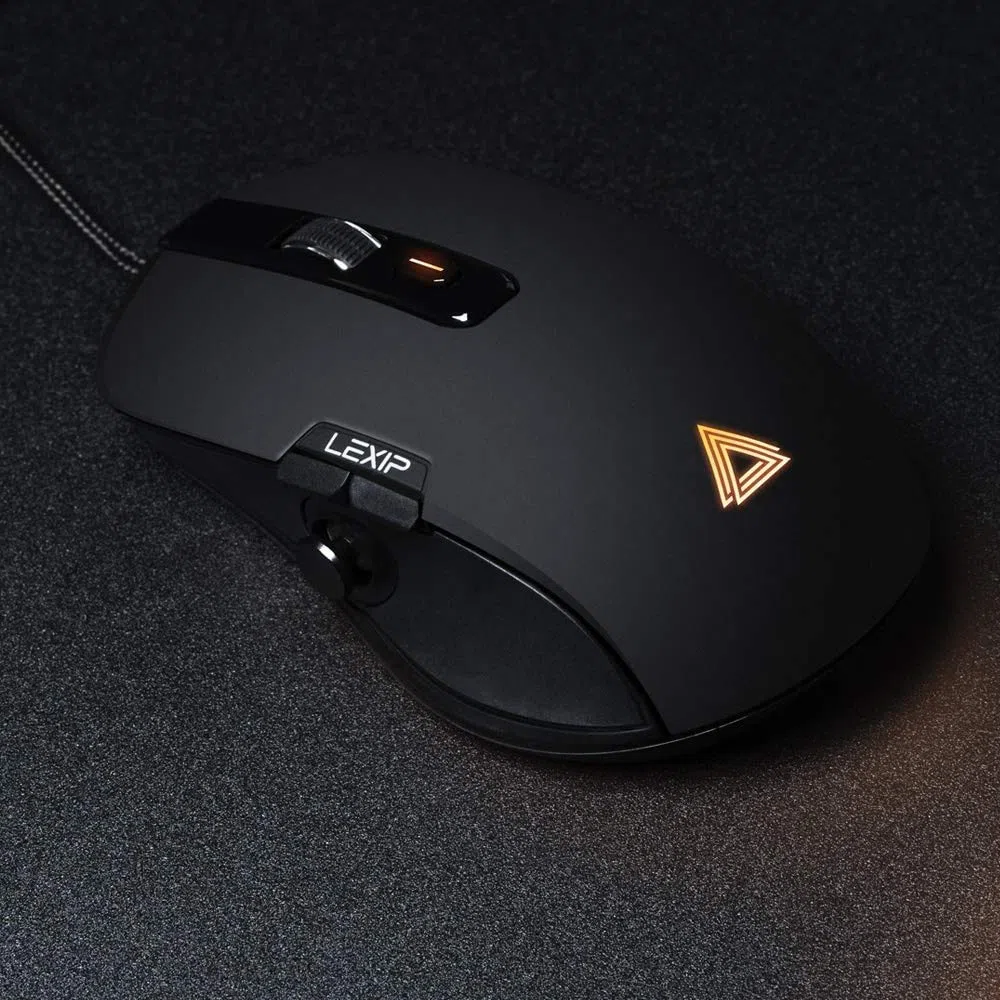 Lexip - Np93 Alpha Mouse da gioco - con joystick interno a 2 assi - Scorrimento definitivo con cuscinetti in ceramica + Peso regolabile + 12 pulsanti programmabili