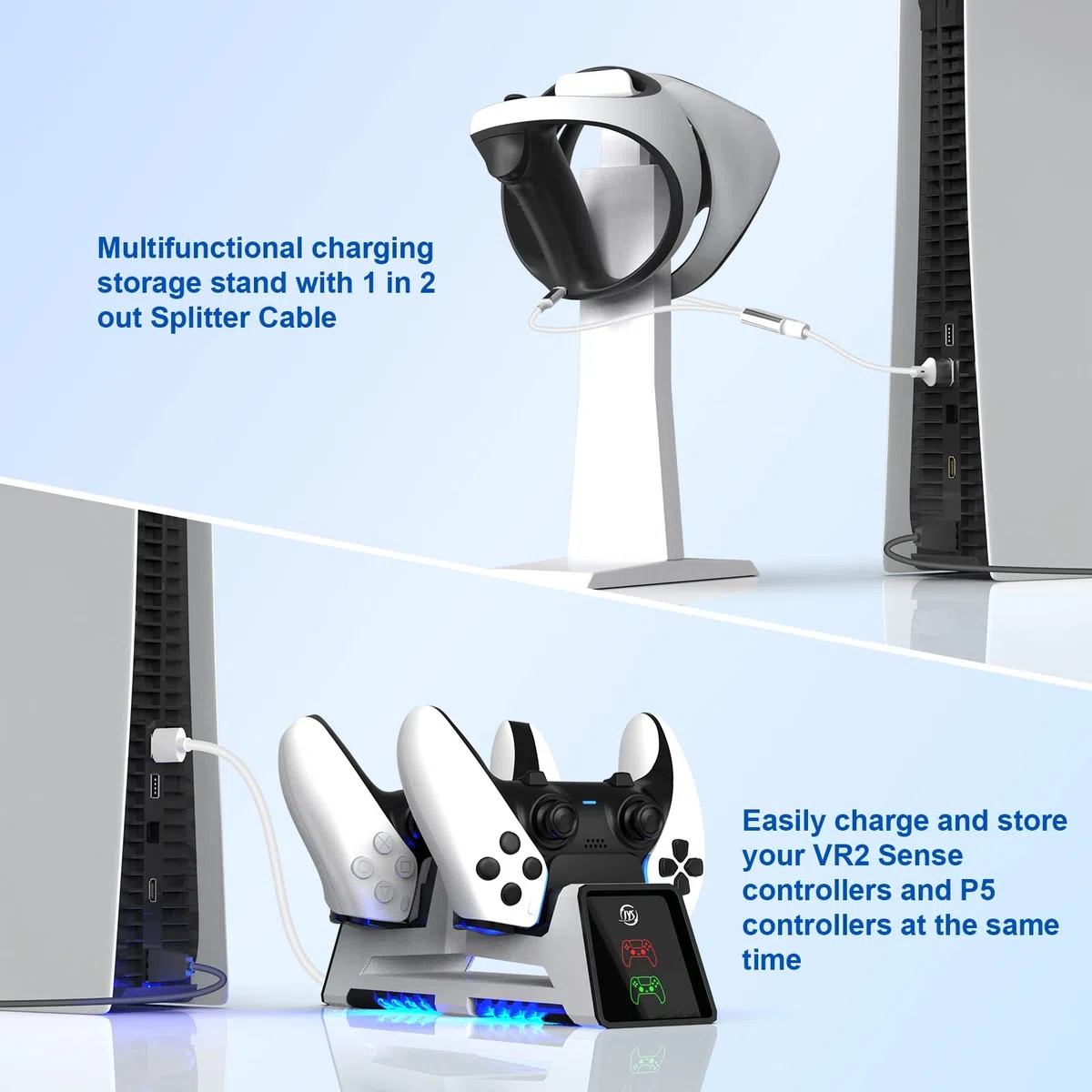 Supporto della stazione di ricarica del controller e set di cavi di ricarica per PS5 Elite, supporto di visualizzazione del caricabatterie della maniglia, controller di gioco VR Accessori di ricarica