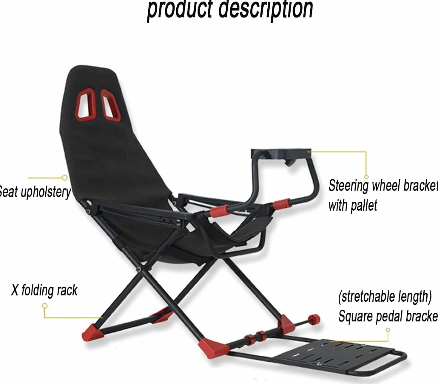 Simulatore di corsa regolabile con sedile ergonomico pieghevole, supporto per ruota compatibile con Xbox, PS4, PC
