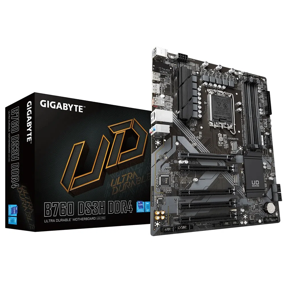 GIGABYTE B760 DS3H DDR4 Scheda Madre - Supporta CPU Intel Core di 14a generazione, VRM digitale a 18+2+1 fasi, fino a 5333MHz DDR4 (OC), 2xPCIe 4.0 M.2, GbE LAN, USB 3.2 Gen 2