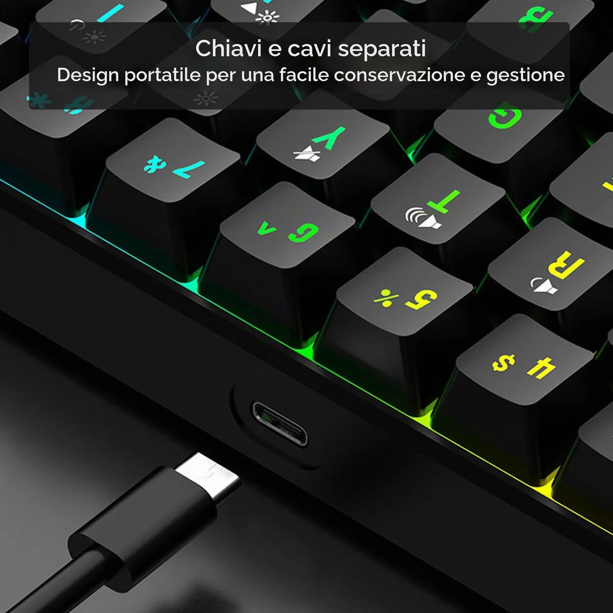 Combinazione Tastiera e Mouse da Gioco Al 60%, Set Tastiera e Mouse Retroilluminati RGB, Mini Tastiera Meccanica a 61 Tasti, Mouse Ottici Ergonomici, Set da Gioco Cablato per PC