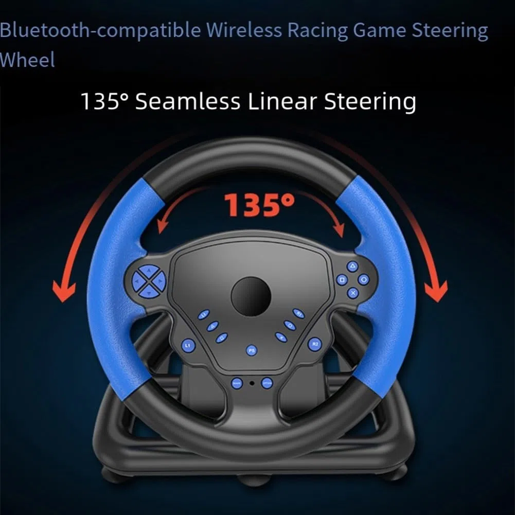Volante da corsa wireless con pedali e cambio, volante da gioco per PS4 PC Smart TV, controller ergonomico ABS per simulatori di guida auto, rosso o blu (rosso)
