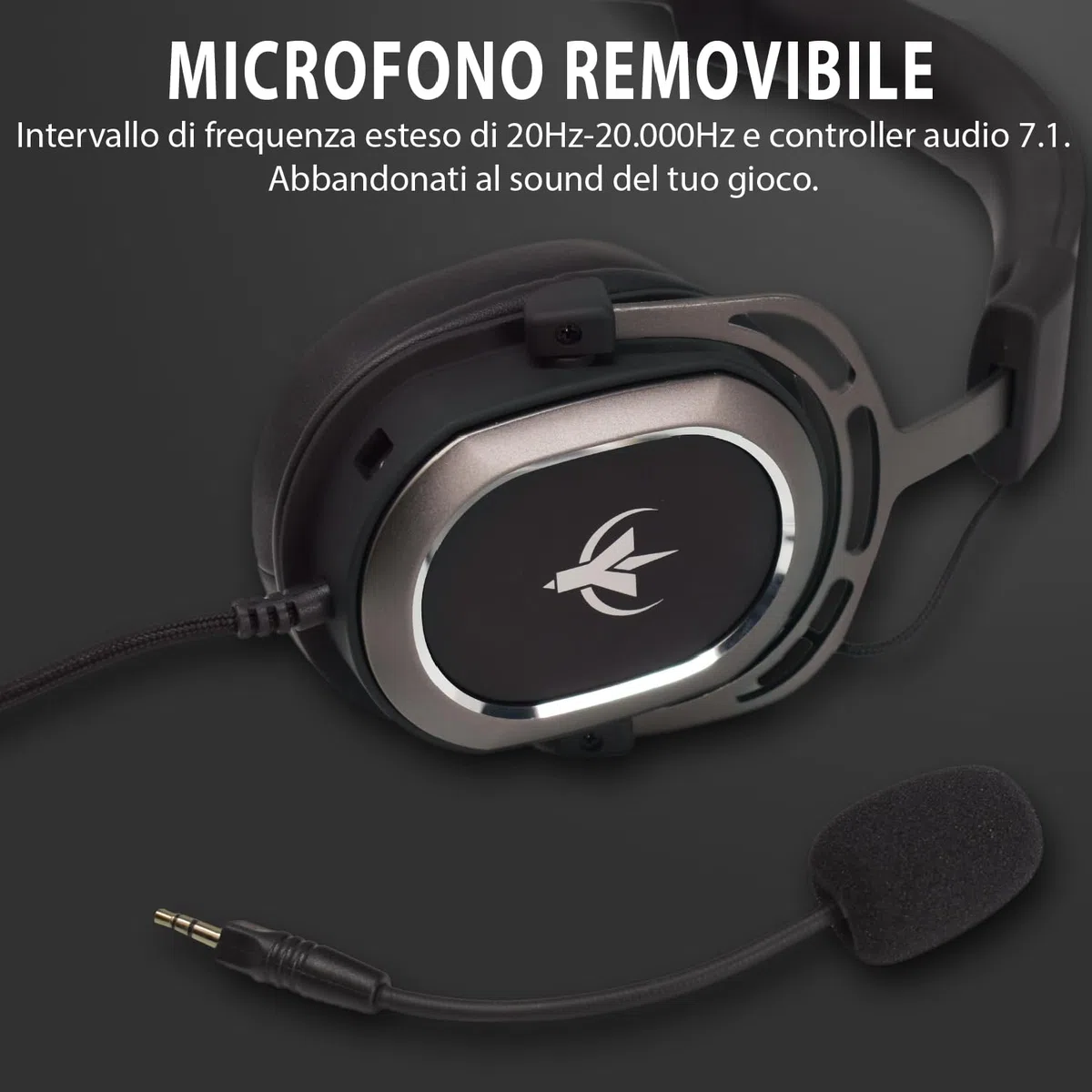 SPYCO - Cuffie Gaming Impulse HE-122, Audio 7.1 Surround, Driver 50 mm, Microfono Omnidirezionale, Compatibili con PC, Mac, Xbox One, PS4, Switch, Nero e Argento