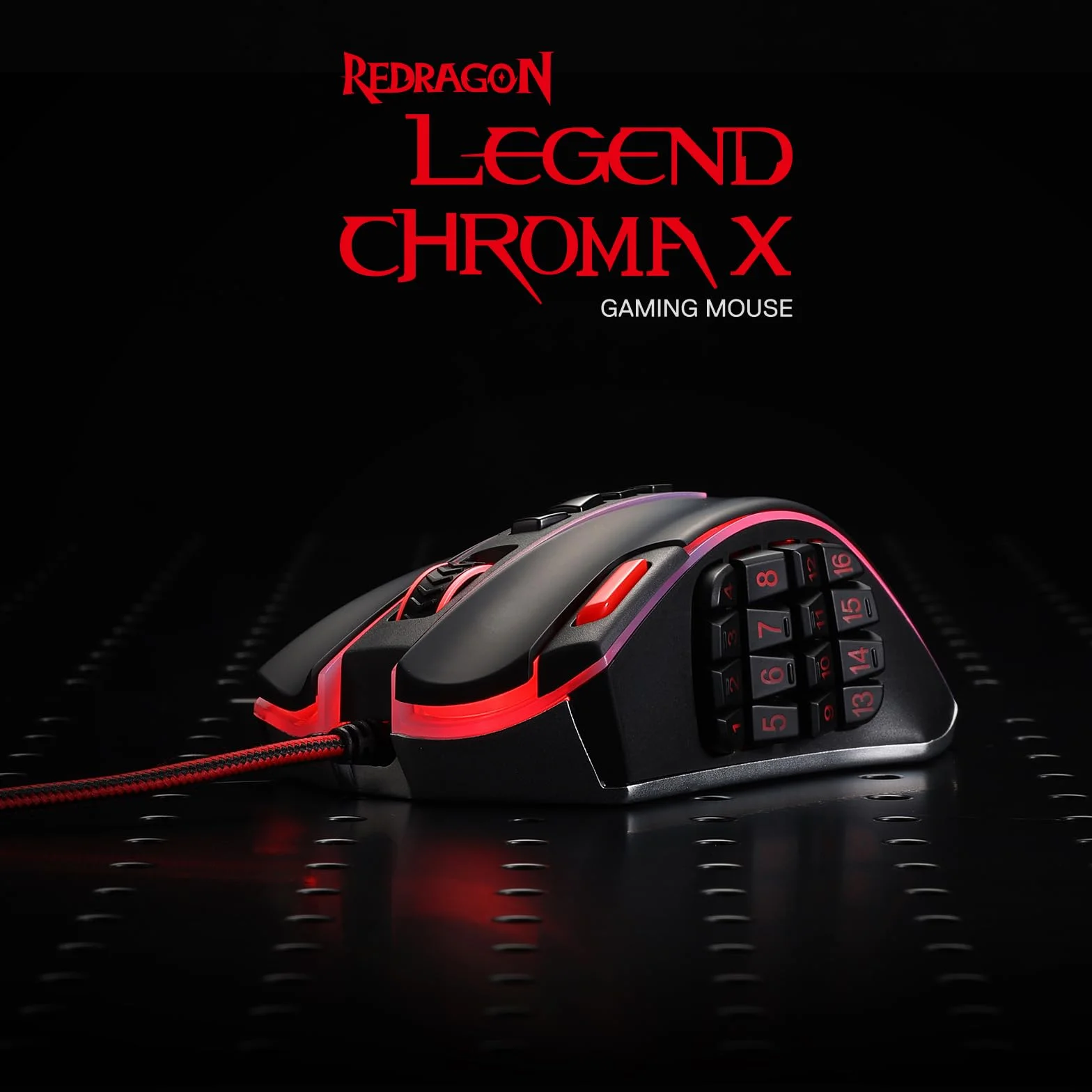 Redragon M990 Mouse MMO Cablato RGB 32000 DPI 23 Tasti Programmabili PC | 16 Tasti Macro Laterali Alta Precisione Base Alluminio Supporto Software PC Gioco