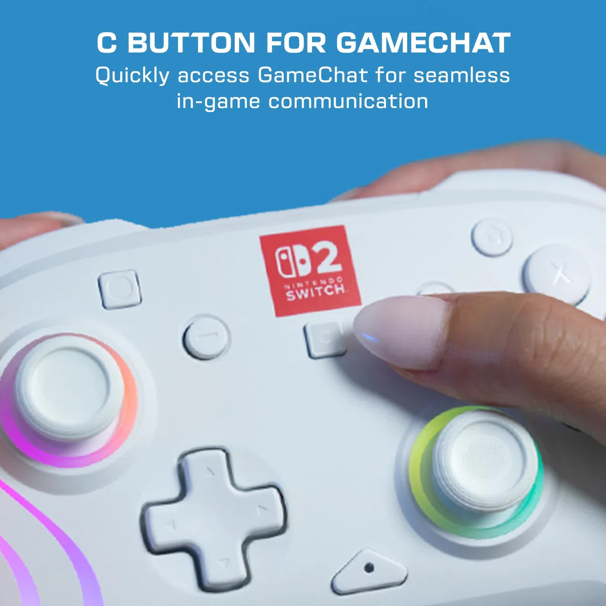Turtle Beach Afterglow Bianco Controller da gaming RGB wireless con licenza ufficiale per Nintendo Switch 2