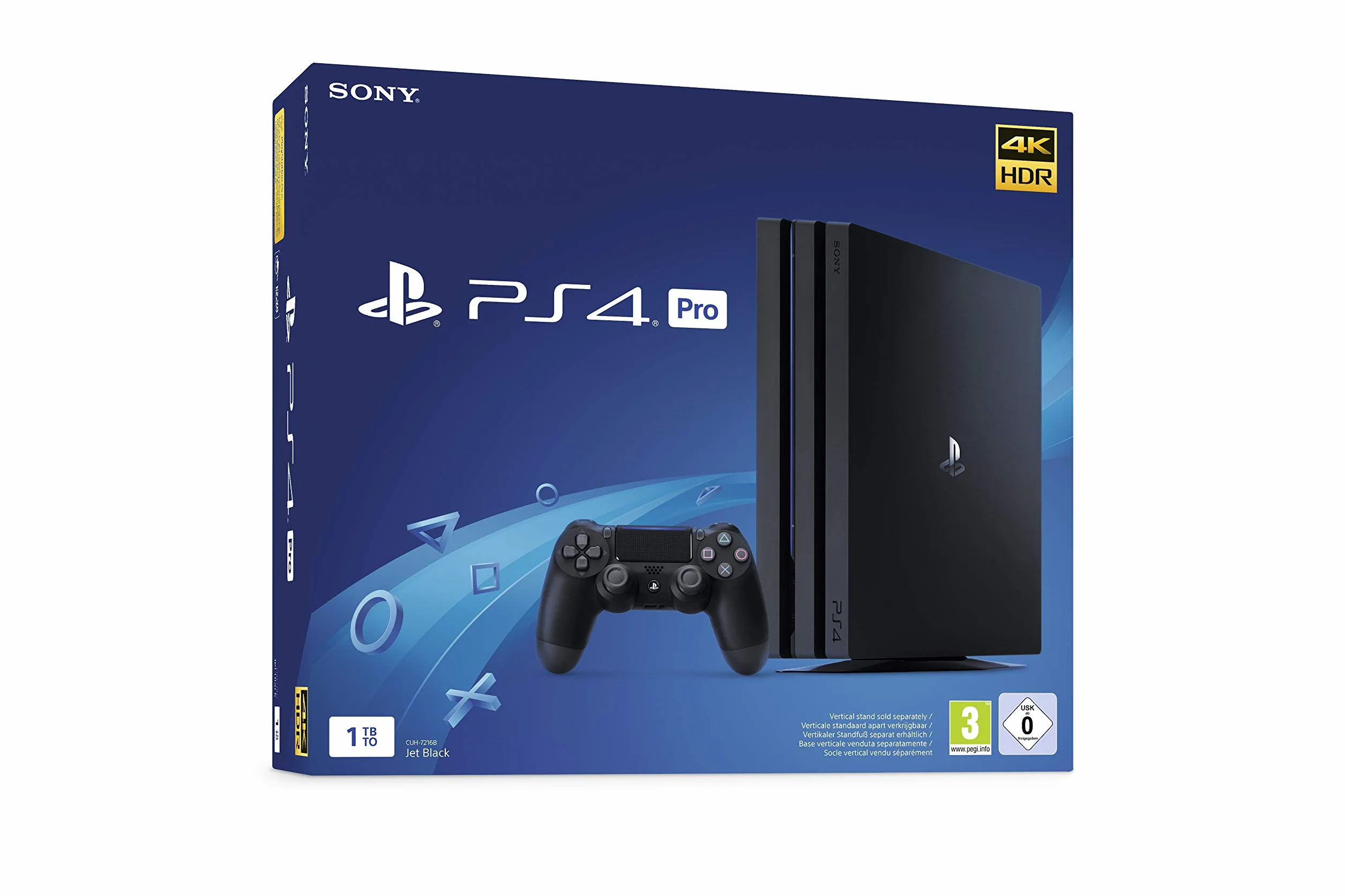 Sony, PlayStation 4 Pro 1 To, Console PS4 Pro 1 To + 1 Manette Sans Fil DUALSHOCK 4 V2, Châssis G, Couleur : Jet Black
