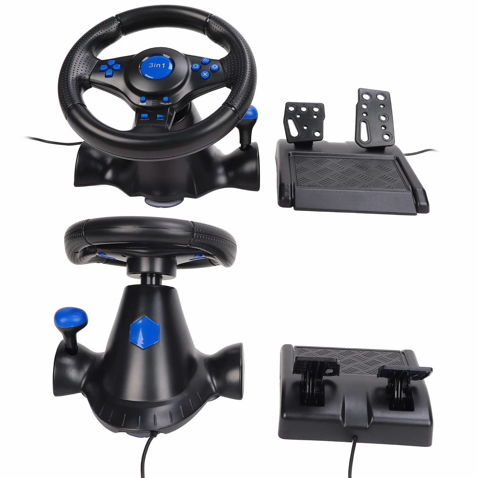 Yinhing Volante da Gioco con Rotazione di 180 Gradi, Volante Multifunzione da 3 Pollici e Pedali per PC Ed Esperienza di Gioco per gli Appassionati di Corse