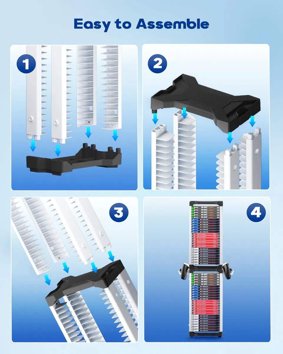 Nargos Torre di archiviazione per videogiochi per PS5/PS4/PS3/PS2/PSP/Xbox One/Series X/S/Wii/Wii U/Switch, organizer per DVD e dischi Blu-Ray (46 pezzi)