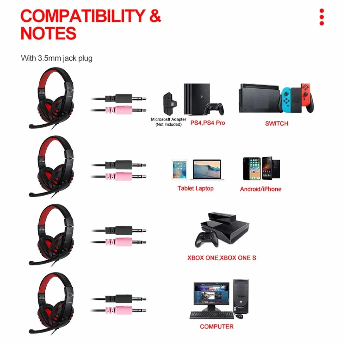 Tastiera da gioco retroilluminata RGB cablata, mouse da gioco, tappetino per mouse da gioco, cuffie da gioco Combo All in One PC Gamer Bundle per PC Windows, Xbox/PS4