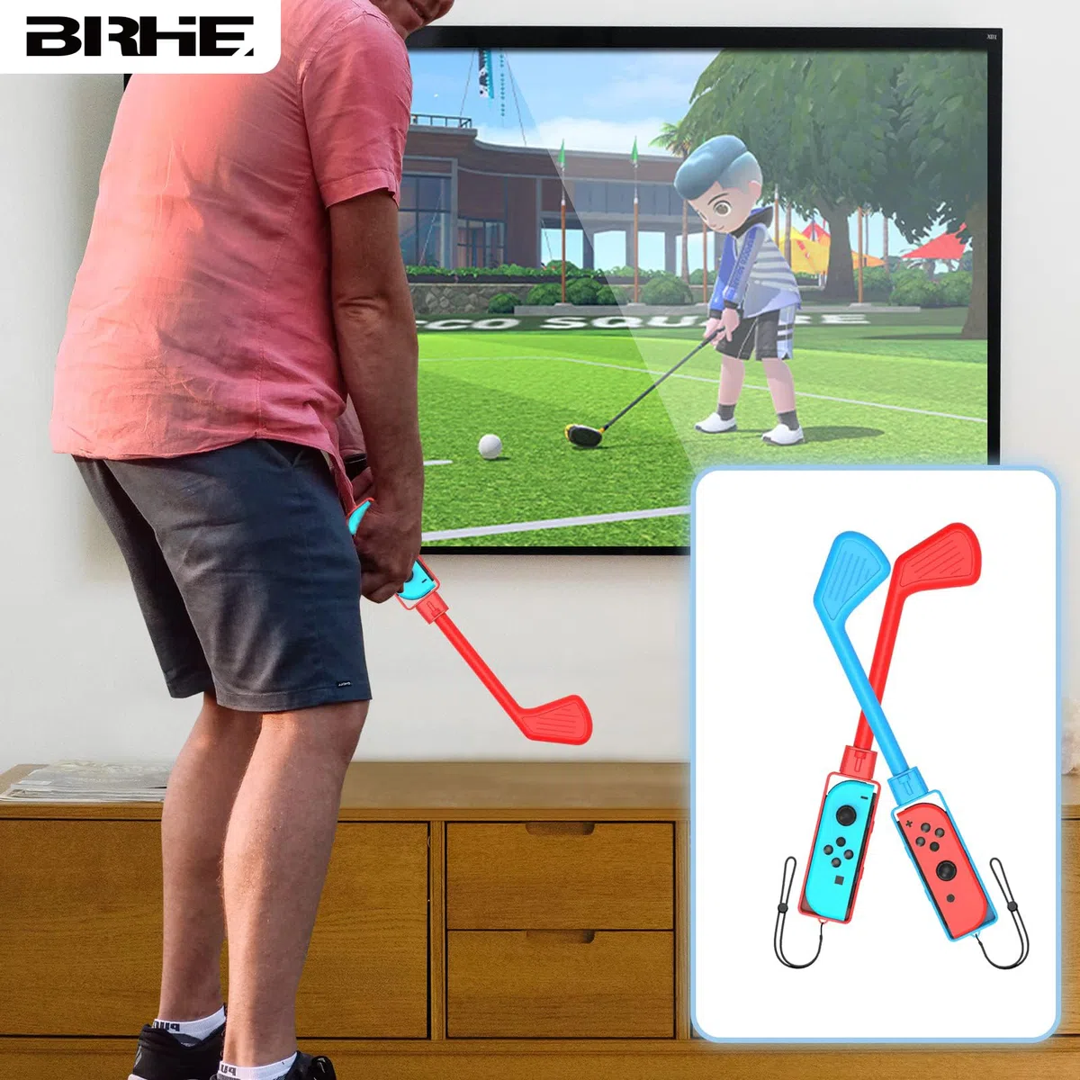 BRHE Nintendo Switch - Accessori sportivi 12 in 1 per giochi sportivi Nintendo Switch, kit di accessori per la famiglia per giochi sportivi Switch/OLED con cinturino da gamba, mazze da golf, racchette