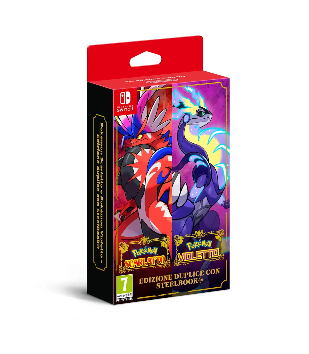 Pokémon Scarlatto e Violetto Edizione Duplice con Steelbook - Videogioco Nintendo - Ed. Italiana - Versione su scheda