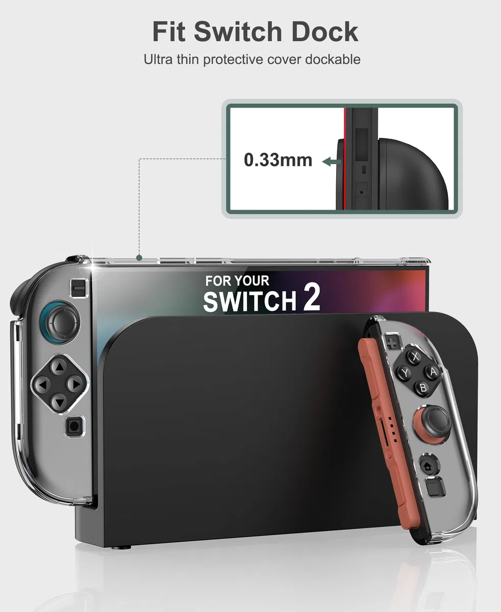 NinABXY Switch 2 Accessori, Bundle 18-IN-1 per Nintendo Switch 2 2025: custodia per il trasporto, custodia per PC trasparente divisa magnetica, doppio dock di ricarica, porta carte di gioco, volanti