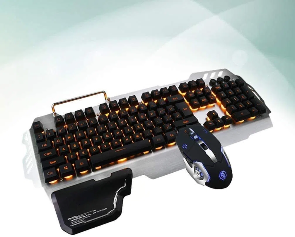 Wired Gaming Keyboard Mouse Combo LED Arcobaleno retroilluminato Tastiera da Gioco RGB Gaming Mouse Polso da Polso ergonomico 104 Tasti Tastiera Mouse per Windows & Mac PC Gamers