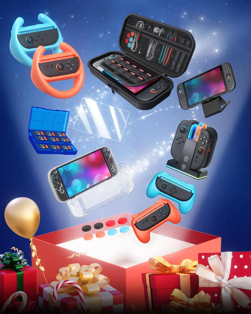 Switch 2 accessori, [carica interna] custodia per console Nintendo Switch 2 2025, kit FYOUNG 23 in 1: custodia da trasporto, caricabatterie controller, guscio protettivo, impugnatura per joycon