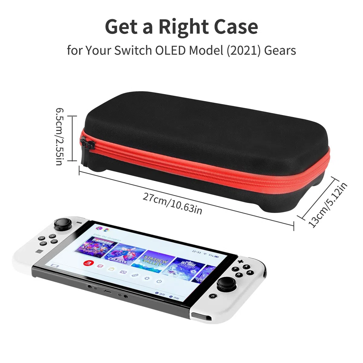 Custodia per Nintendo Switch OLED modello 2021, set di accessori con copertura trasparente, pellicola proteggi schermo, tappi per il pollice e altro ancora, adatta per viaggi e conservazione