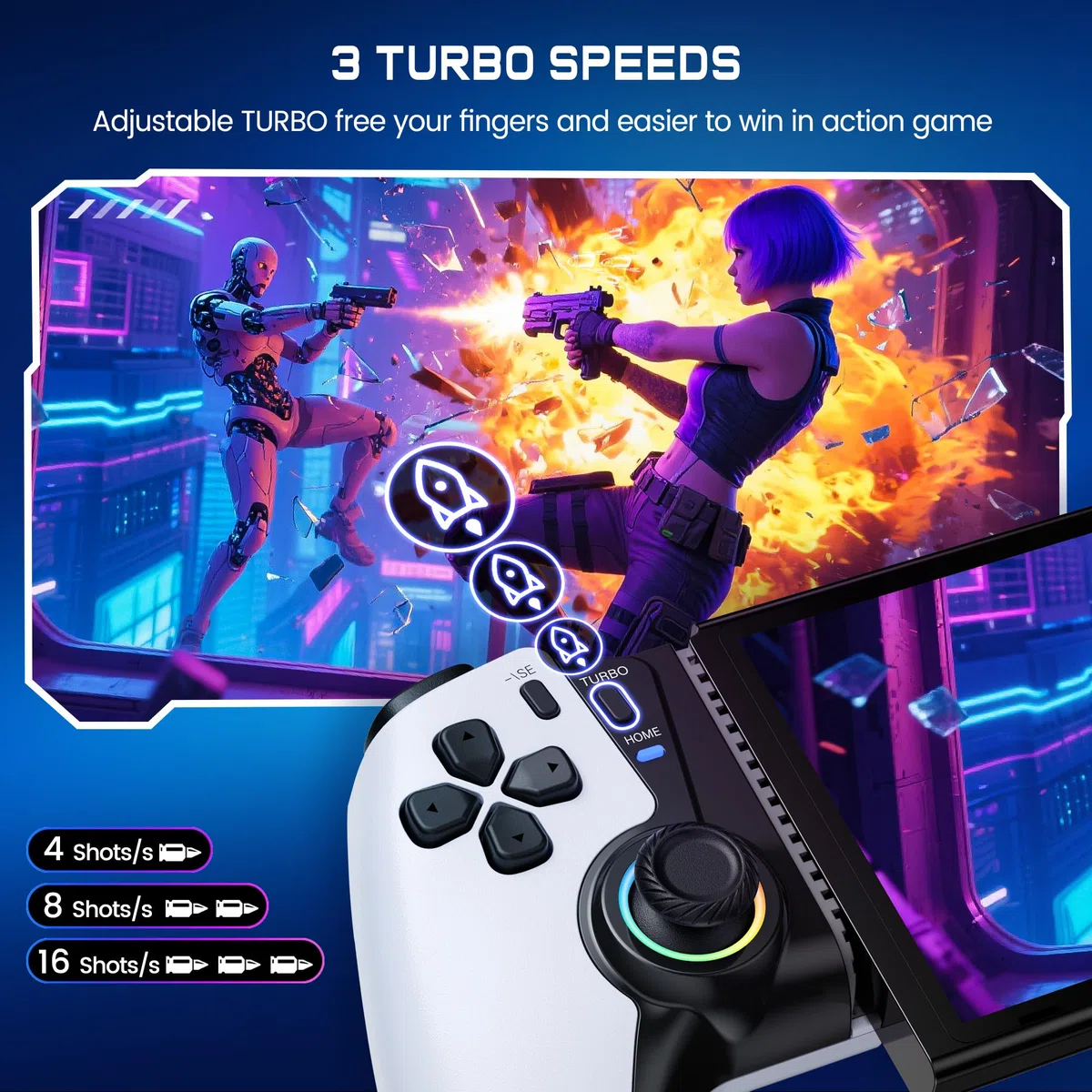 KICKDOT Controller wireless per iPhone/Android/iPad mini con joystick Hall, controller di gioco mobile a LED per iOS Supporto Xbox Cloud, Steam Link, GeForce Now, Arcade, Call of Duty, Roblox