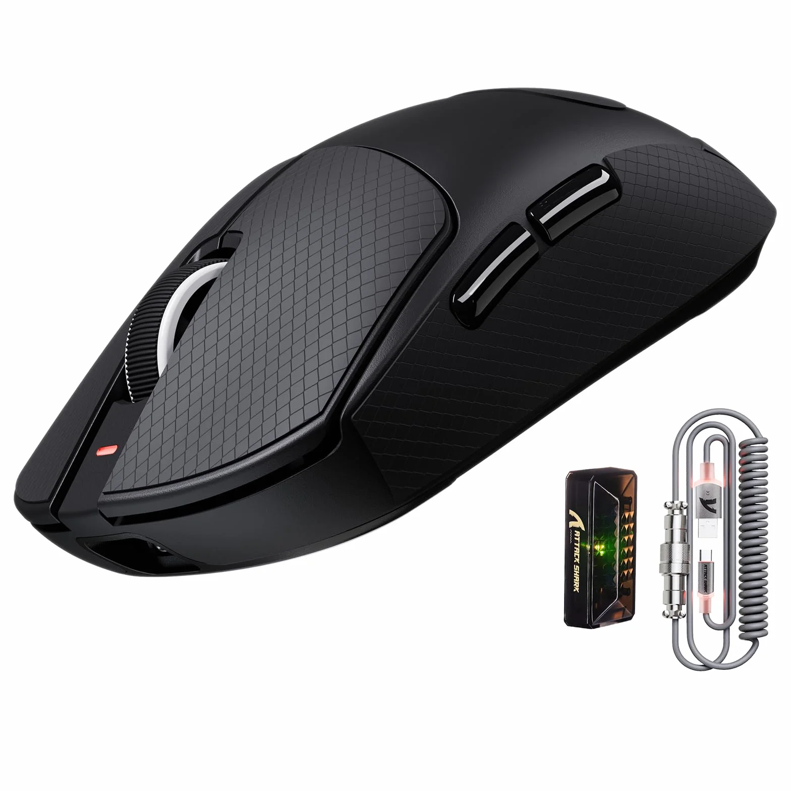 ATTACK SHARK X8 Ultra 8KHz Topo Gaming Senza Fili, 55g Ultraleggero, Nordic 52840, PAW3950MAX, 42KDPI, BT/2.4Ghz/Filo, Rivestimento Nano Freddo, Mani Grandi, 500mAh, Griptape, SW & Web Driver (Nero)
