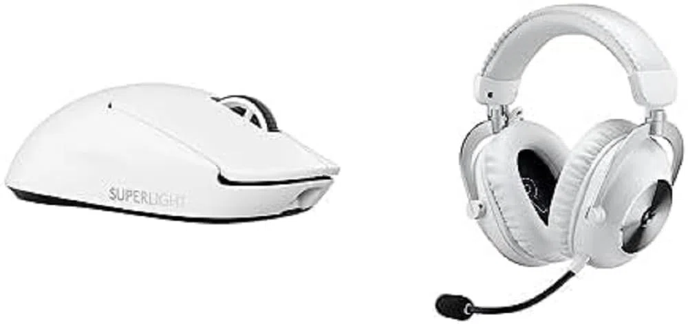 Logitech G PRO X2 Lightspeed Cuffie Gaming Wireless, Microfono a Braccio Rimovibile & PRO X SUPERLIGHT 2 LIGHTSPEED Mouse da Gioco Wireless, Leggero, Tasti Ibridi LIGHTFORCE - Bianco